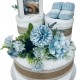 A Flowers And Lace Blue Nappy Cake