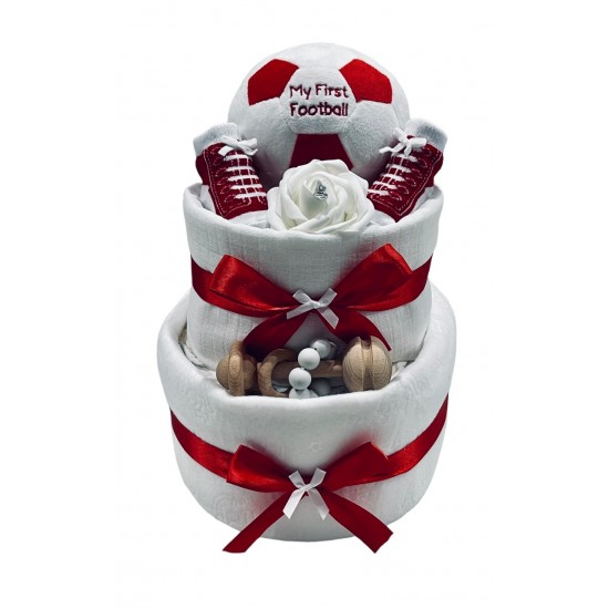 Baby’s First Football Nappy Cake - Red