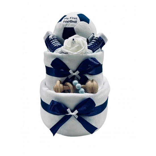 Baby’s First Football Nappy Cake - Navy