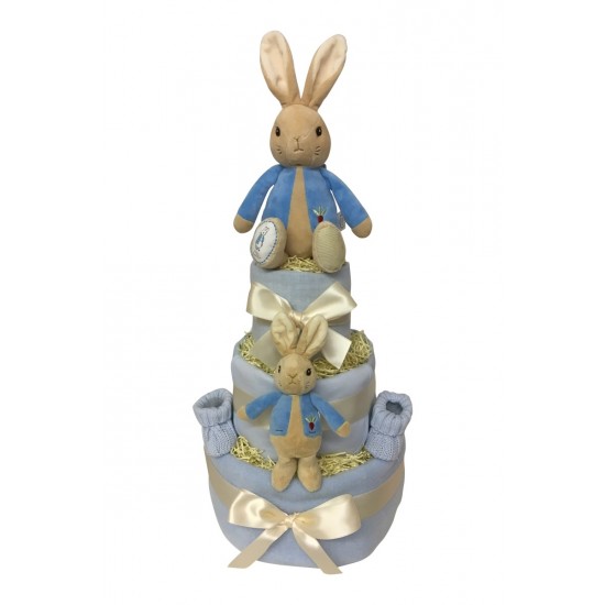 Three Tier Nappy Cake with Peter Rabbit