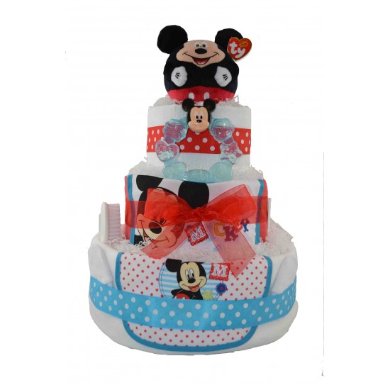 Three Tier Nappy Cake With Mickey Mouse 