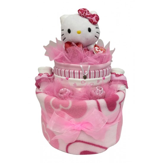 Two Tier Nappy Cake With Hello Kitty