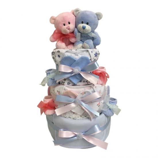 Just The Two Of Us - Twins Pink/Blue Nappy Cake