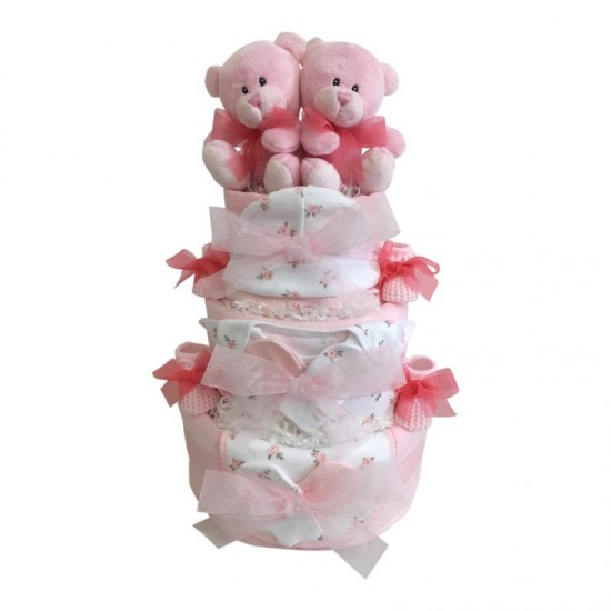 Just The Two Of Us - Twins Pink Nappy Cake