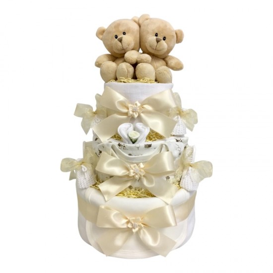 Just The Two Of Us - Twins Neutral Nappy Cake